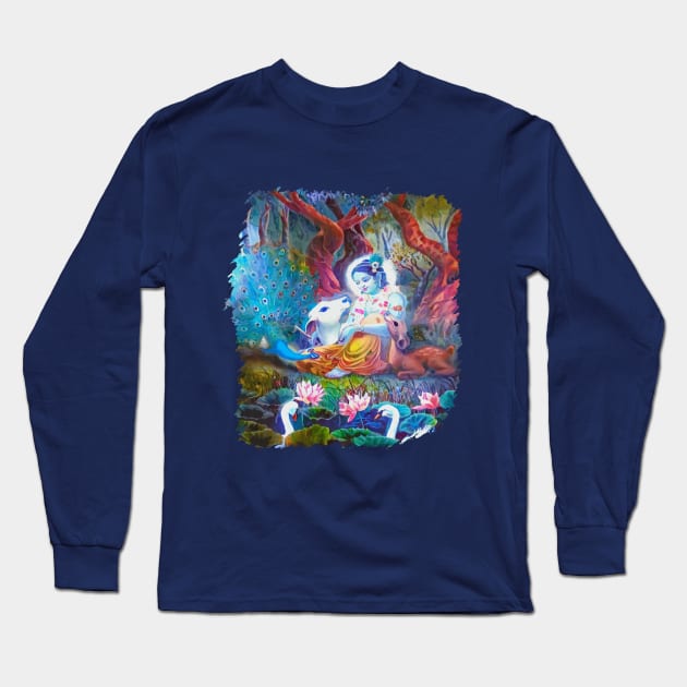 Shri Krishna Long Sleeve T-Shirt by LairofGods